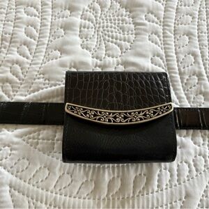 Brighton Black Leather Belt with Slide On Wallet